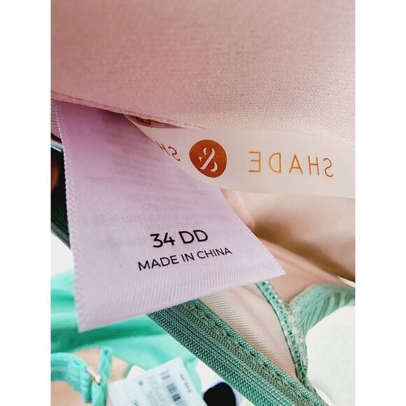 Shade & Shore Womens One Piece Swimsuit Green Cut Out Sweetheart Neck 34C - Picture 4 of 9